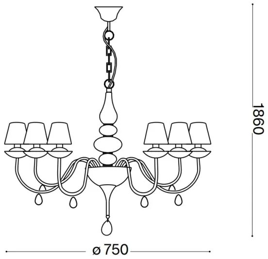Ideal Lux - Csillár láncon BLANCHE 6xE14/40W/230V átm. 75 cm fehér