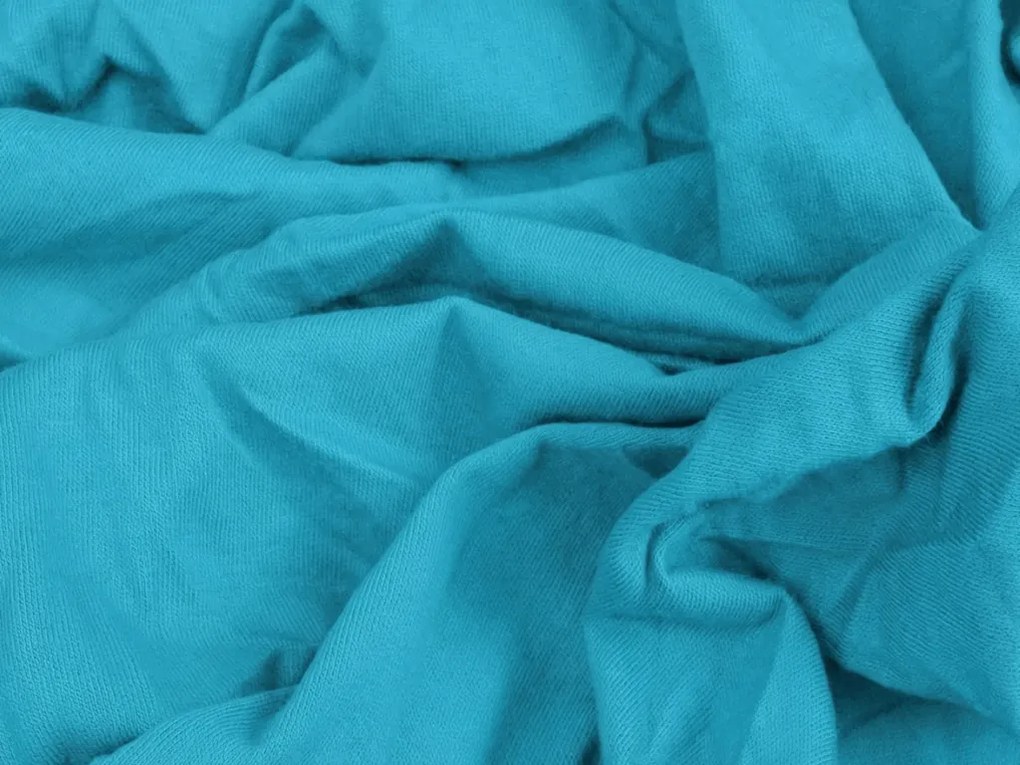 Jersey gumis lepedő lycrával türkiz 90 x 200 cm