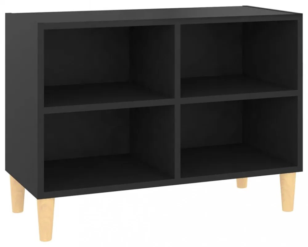 fekete TV-szekrény tömör falábakkal 69,5 x 30 x 50 cm