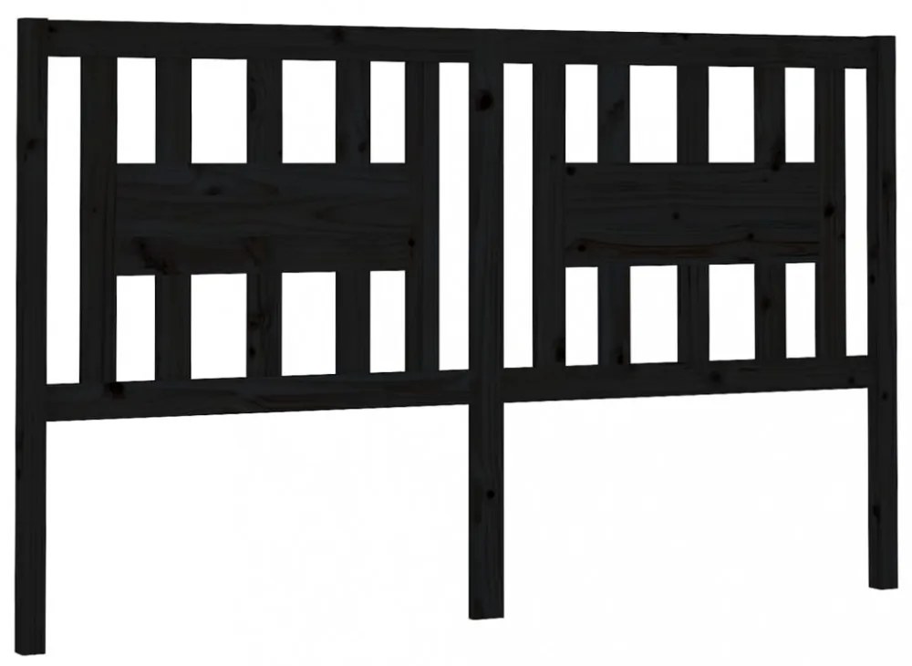 fekete tömör fenyőfa fejtámla 206 x 4 x 100 cm