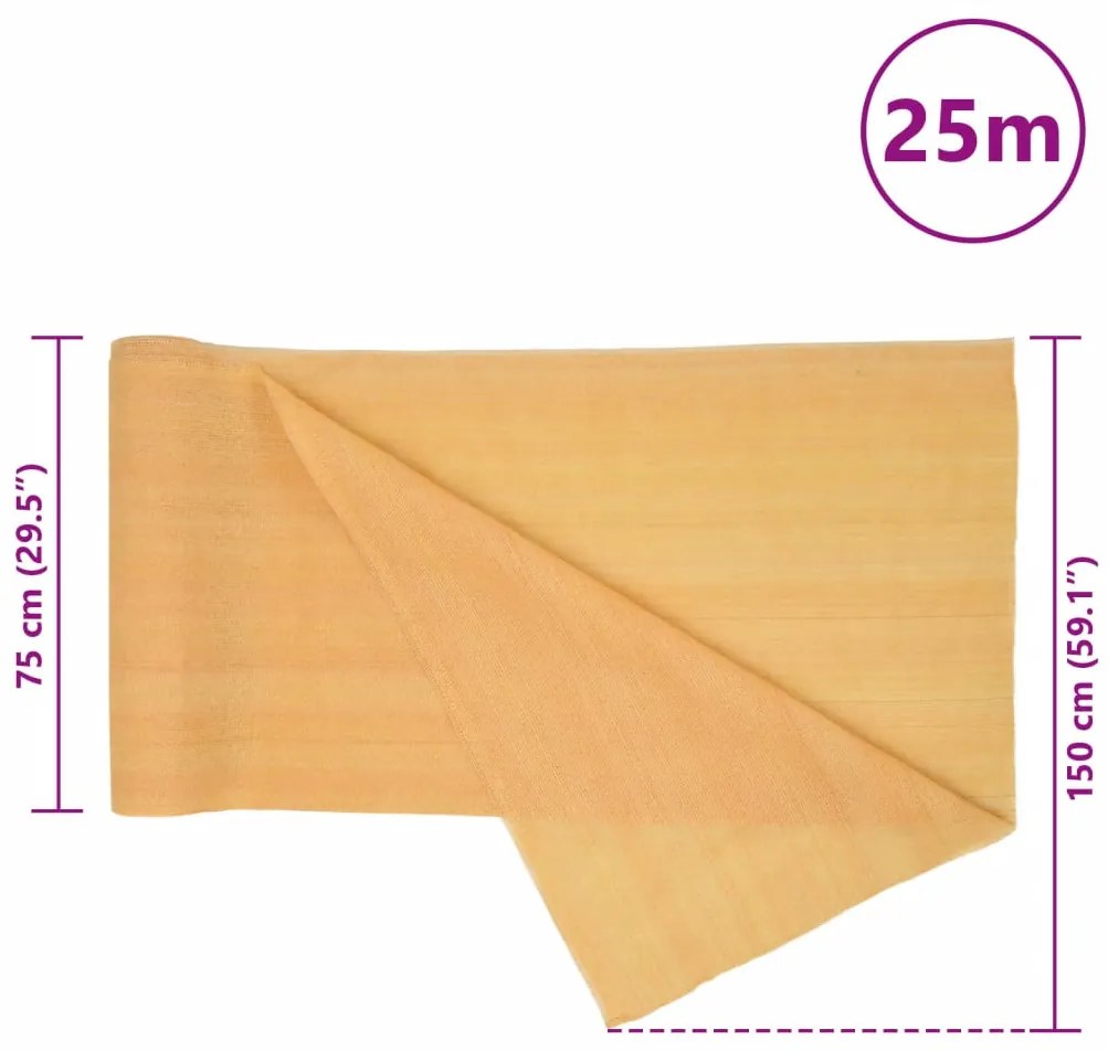 homokszínű HDPE belátásgátló háló 1,5 x 25 m 150 g/m²