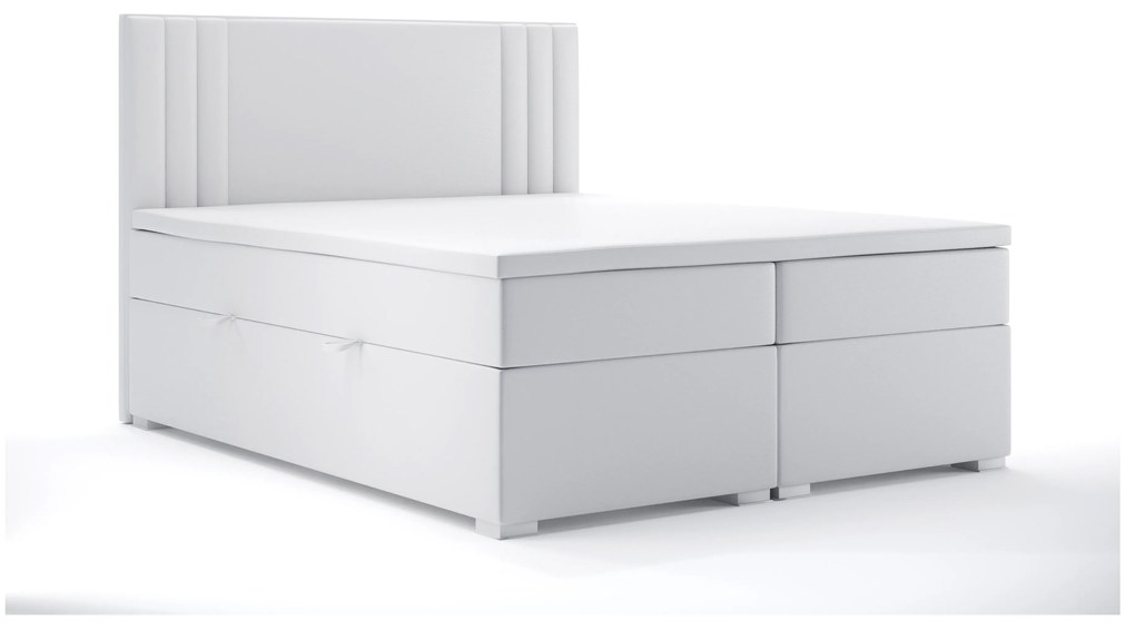 Franciaágy Boxspring 180 cm Morcano (fehér öko-bőr) (tárolóhellyel). Akció -17%. 1044270