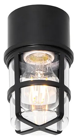 Mennyezeti és fali lámpa fekete átlátszó búrával IP54 - Kiki