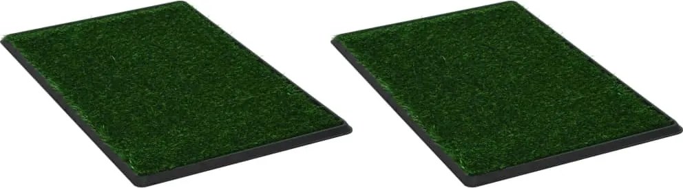 vidaXL 2 darab zöld kisállat WC tálcával és műfűvel 76 x 51 x 3 cm
