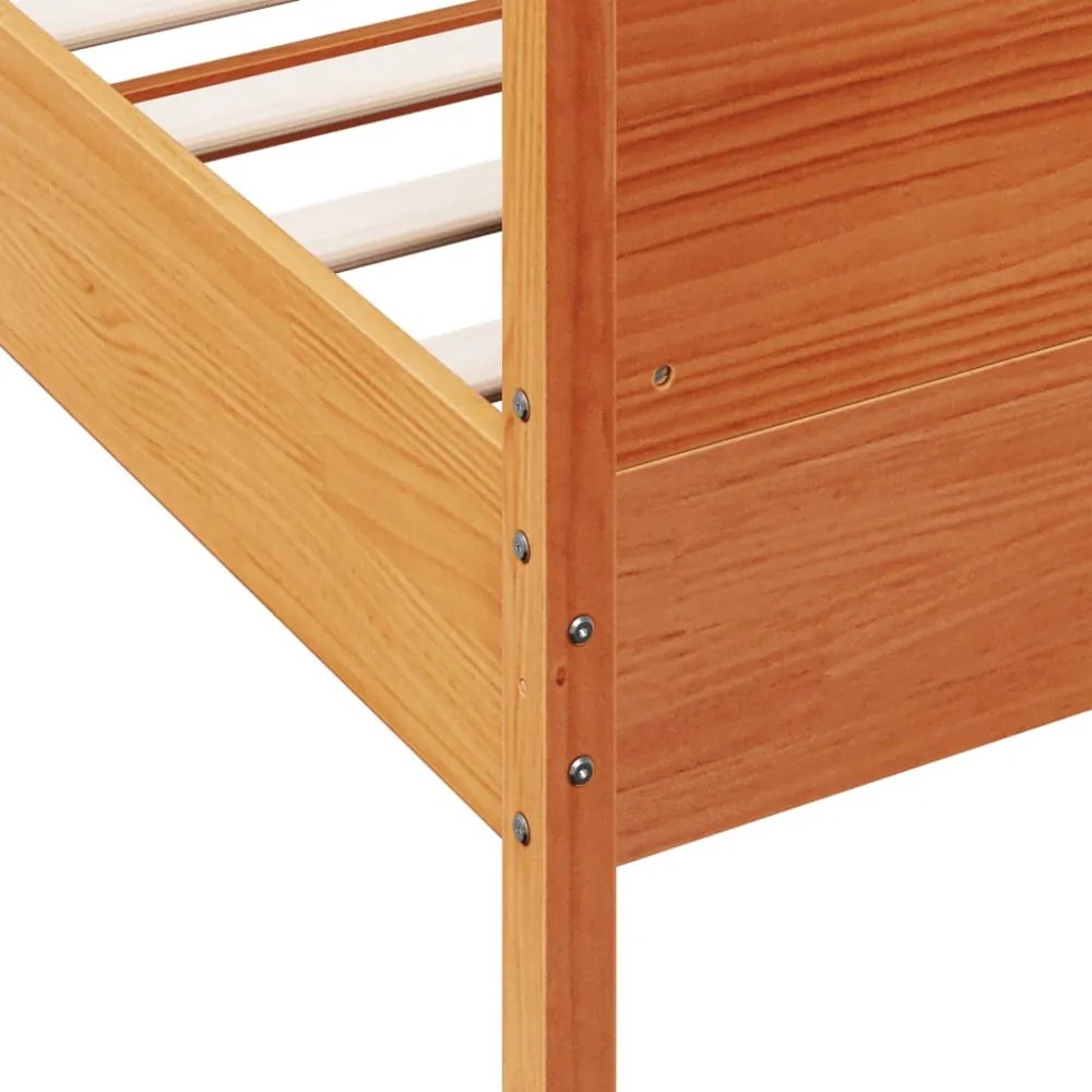 viaszbarna tömör fenyőfa ágy matrac nélkül 75 x 190 cm