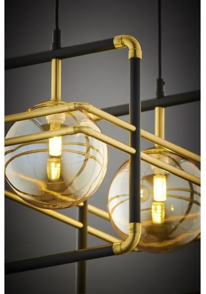 Jupiter 2026 - Csillár zsinóron FIORI 2xG9/10W/230V fekete/arany/bézs