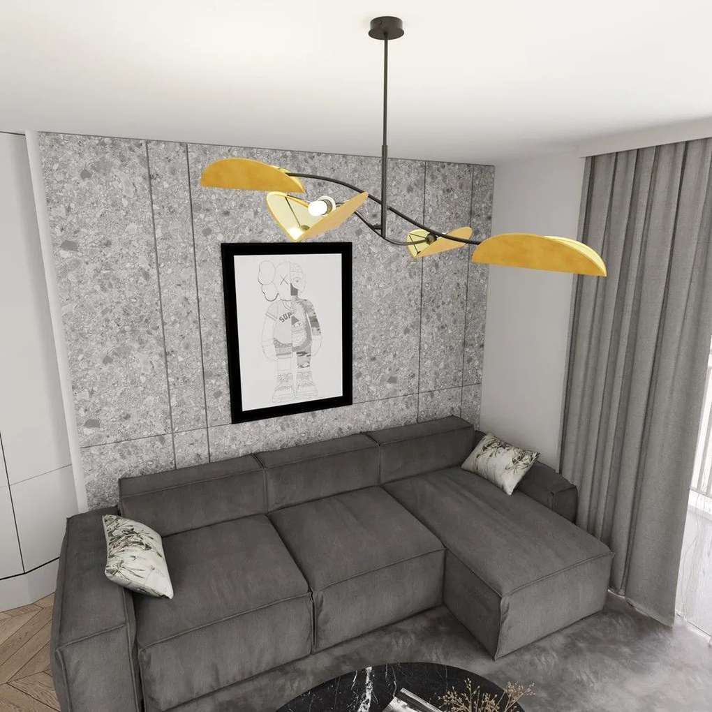 Emibig modern mennyezeti lámpa lotus fekete narancs emi1460/4