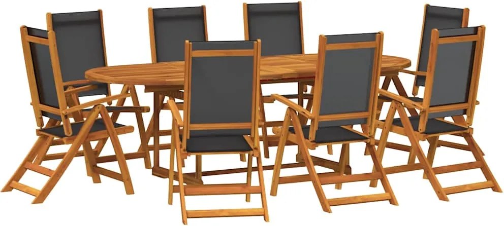vidaXL 9 részes tömör akácfa és textilén kerti étkezőgarnitúra