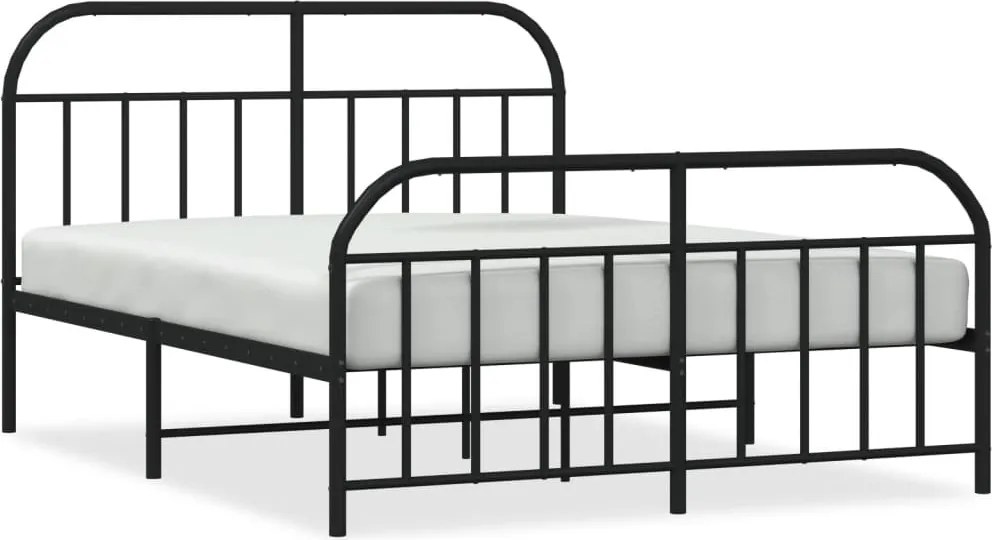 vidaXL fekete fém ágykeret fej- és lábtámlával 140 x 190 cm