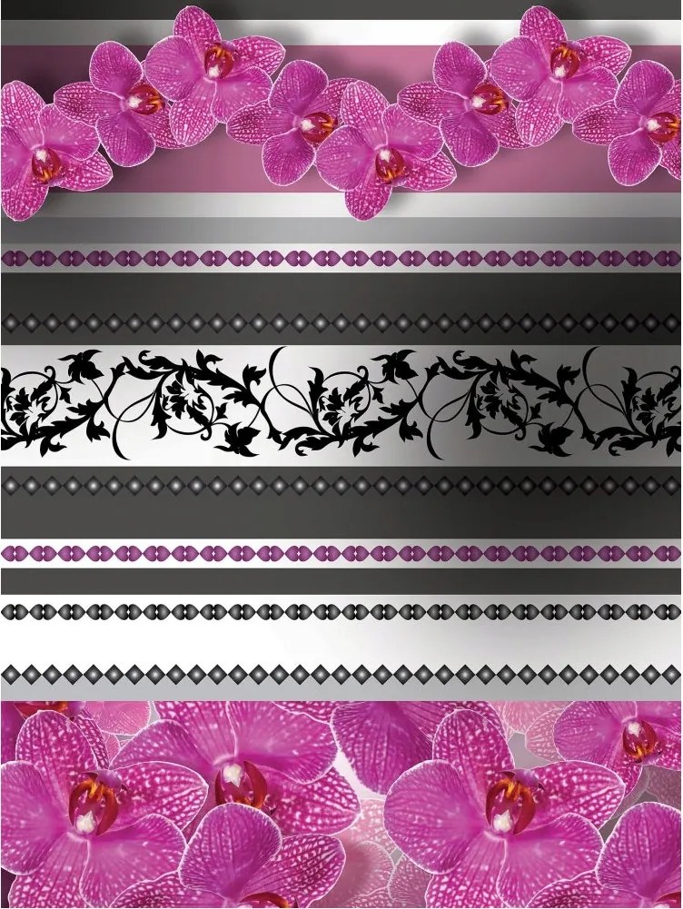 Fotótapéta Orchideák csíkok virágok vinil modern minta 184x254 +ragasztó