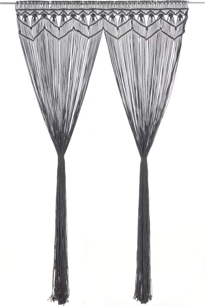 vidaXL antracitszürke makramé pamutfüggöny 140 x 240 cm
