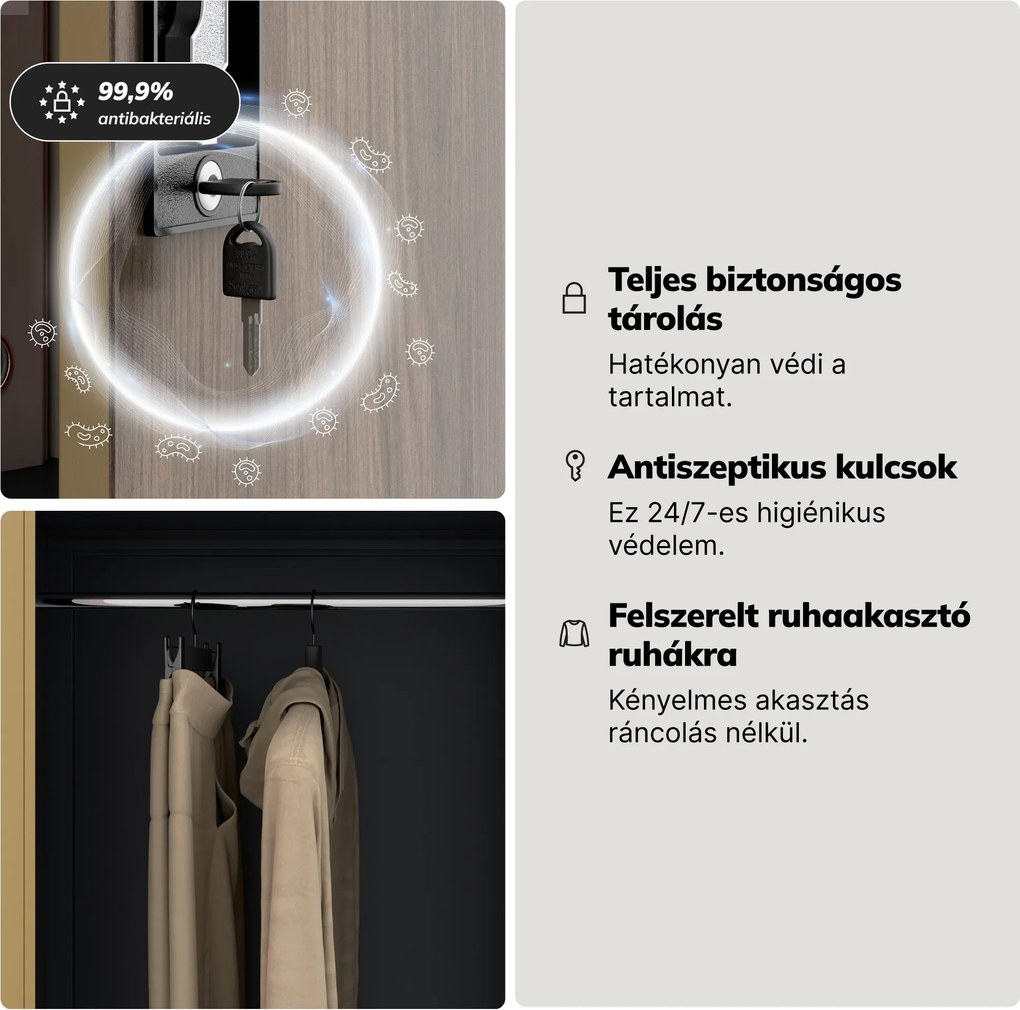 Többfunkciós fém szekrény, antracit / dió, 900x1850x450 mm: DAWID Eco Design