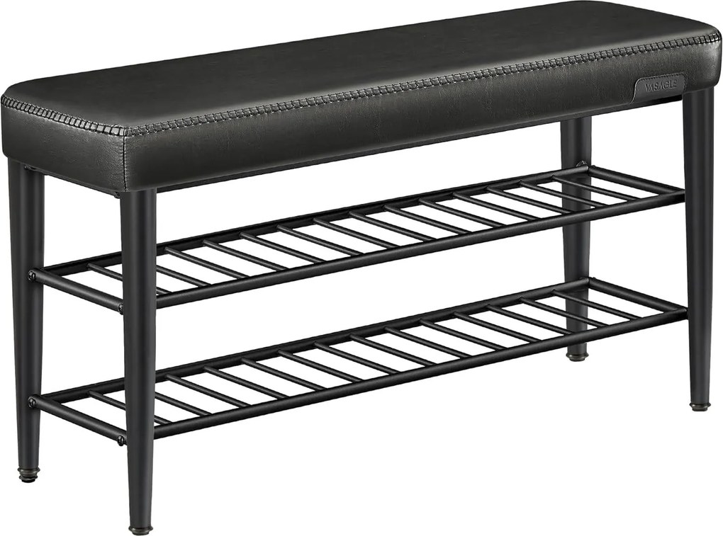 VASAGLE EKHO modern műbőr cipős pad, 100 cm, tintafekete