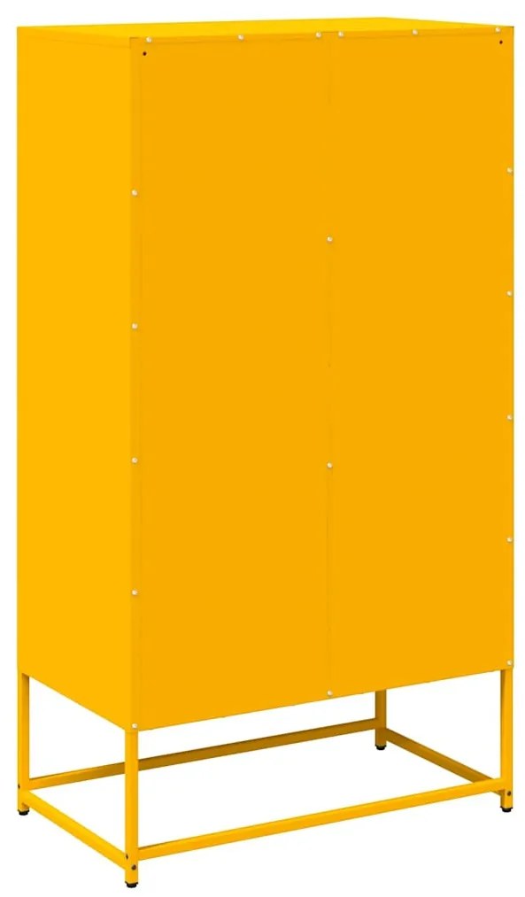 Highboard Mustársárga 68x39x123 cm Acél