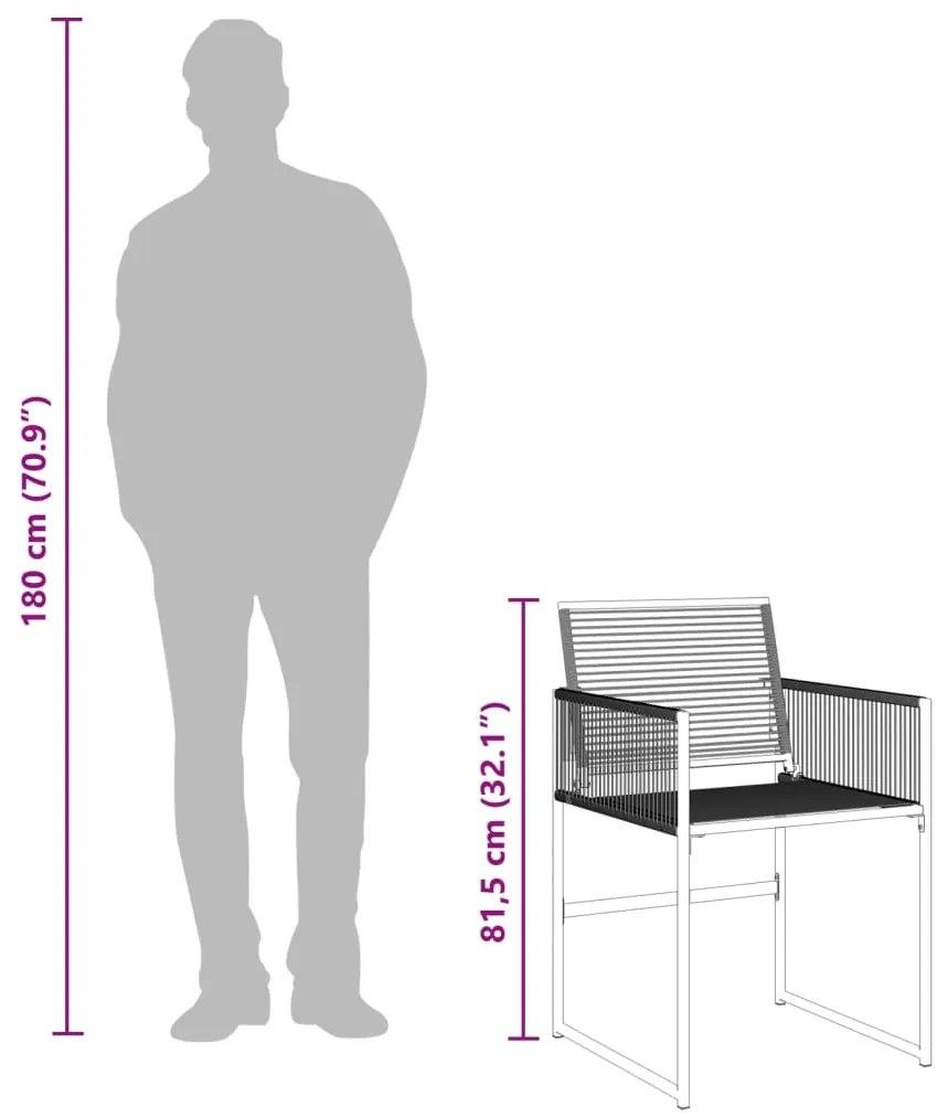 11 részes fekete polyrattan kerti étkezőgarnitúra