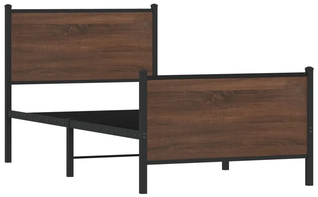barna tölgy színű fém ágykeret matrac nélkül 100 x 200 cm
