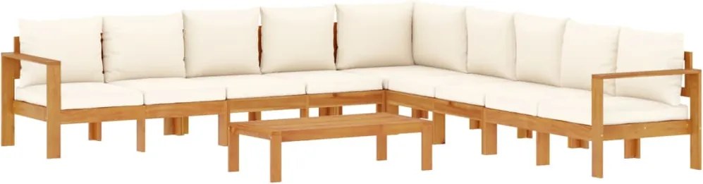 vidaXL 6 részes tömör akácfa kerti kanapészett párnákkal