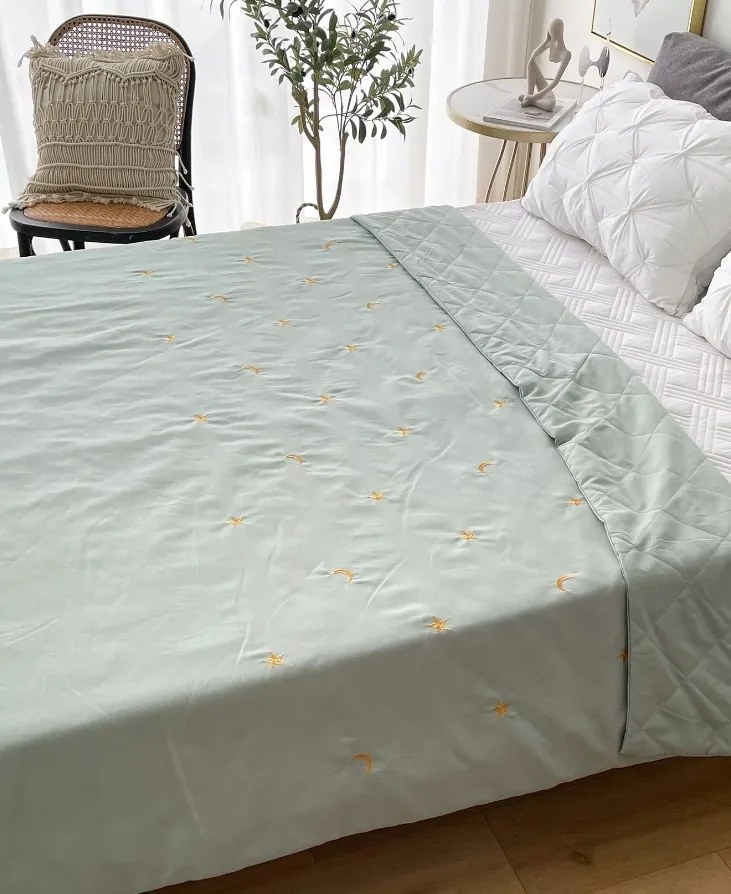 Zöld Ágytakaró Csillag Hímzéssel Otthonra 200*230 0A5C3_B*