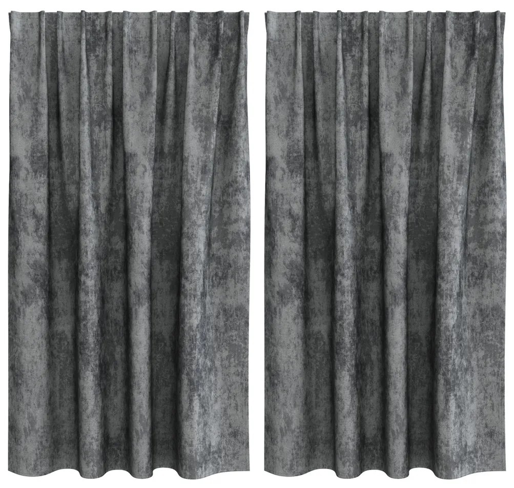 Velúr Függönyök 2 db Pálcával Szürke 140x140 cm