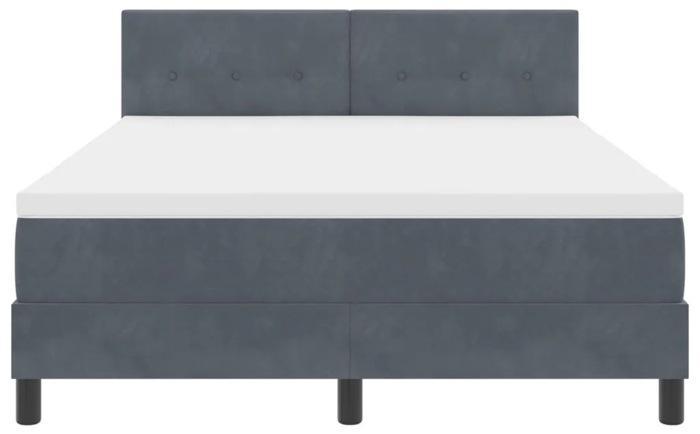Boxspring Ágy Mattal Sötétszürke 140x200 cm Bársony