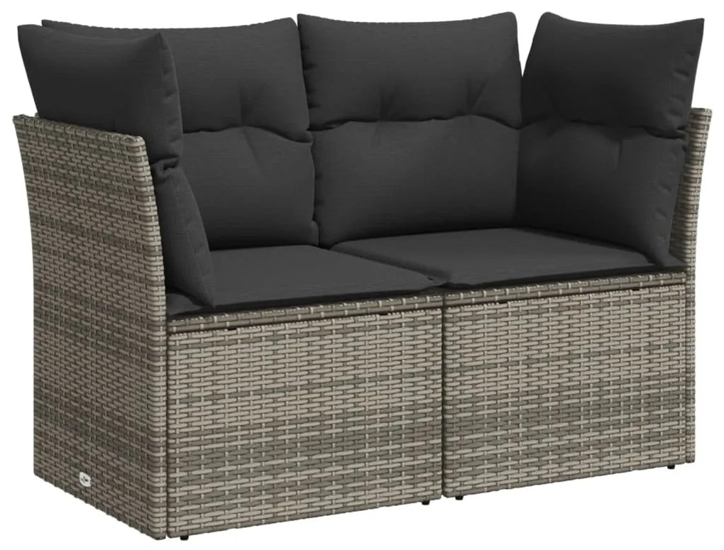 2 személyes szürke polyrattan kerti kanapé párnával