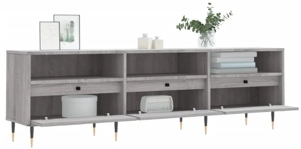 szürke sonoma színű szerelt fa TV-szekrény 150x30x44,5 cm