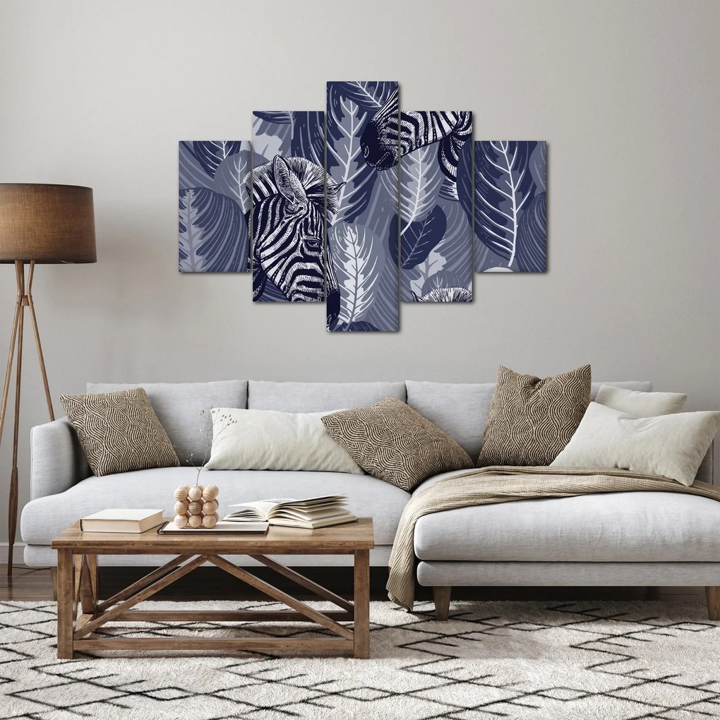 Kép - Kék zebrák (150x105 cm)
