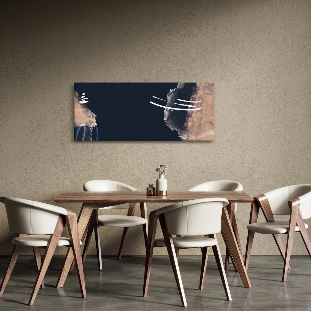 Kép - Sötétkék absztrakció (120x50 cm)