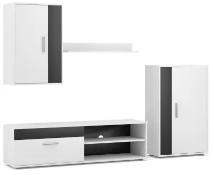 Nappali szekrénysor BRICK fehér/fekete