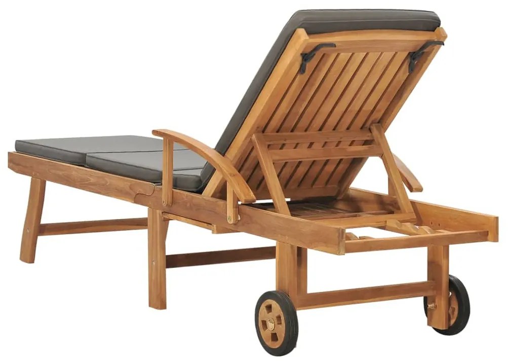 Tömör tíkfa napozóágy sötétszürke párnával