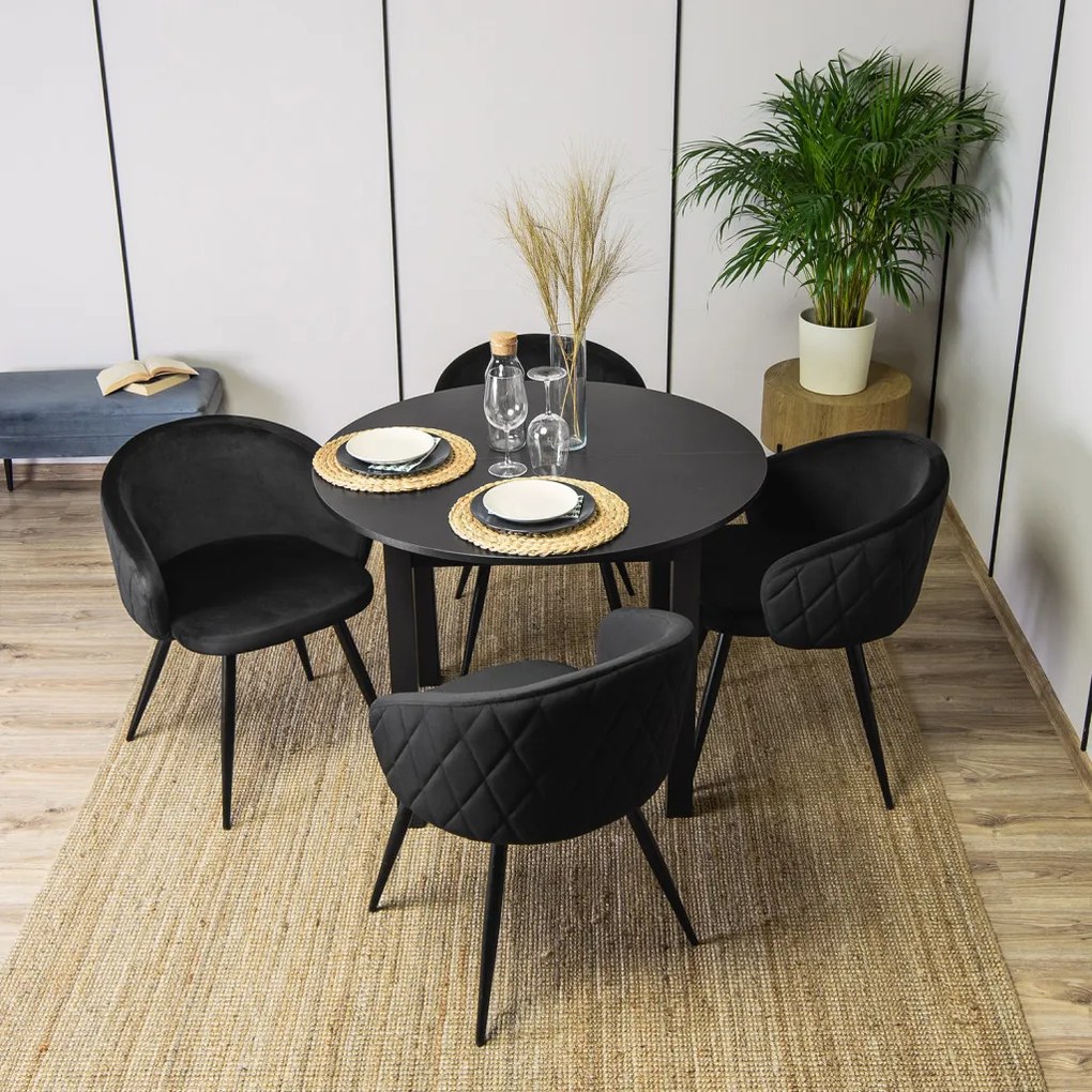 Elegáns Étkezőszék Fekete Bársony Kárpittal. ADELE