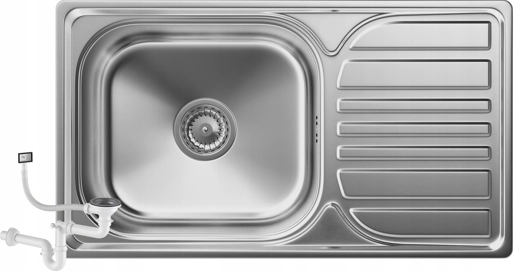 Mosogató 1KOM Acél Nagy Csepegtető Szatén Mosogató Klasszikus TURI76