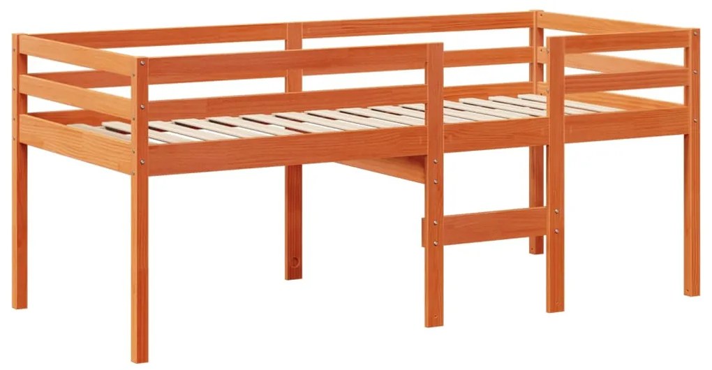 viaszbarna tömör fenyőfa magasított ágy tetővel 75 x 190 cm