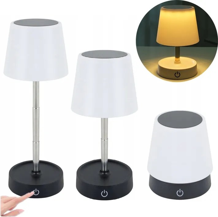 Hordozható Összecsukható Asztali Lámpa Fekete 1W Led Érintőképernyős Semleges Szín