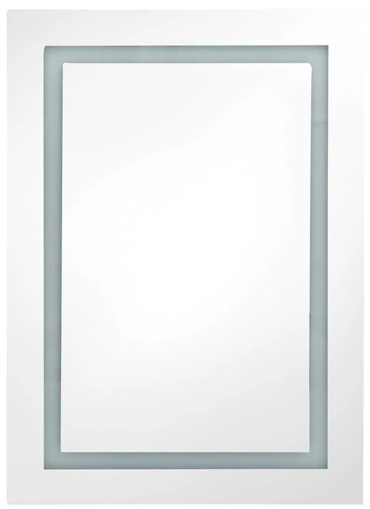 fehér-tölgyszínű LED-es tükrös fürdőszobaszekrény 50x13x70 cm