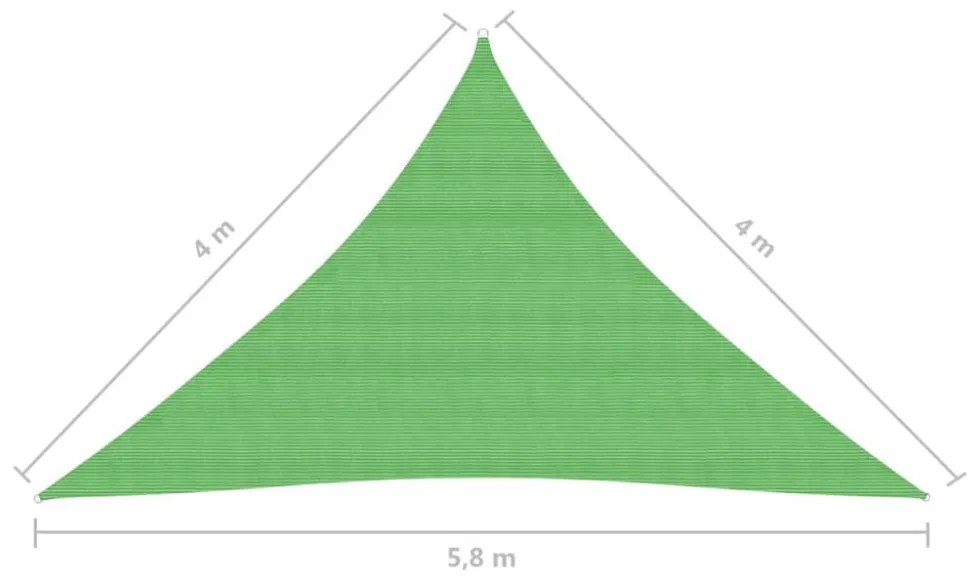 világoszöld HDPE napvitorla 160 g/m² 4 x 4 x 5,8 m