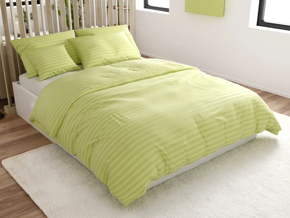 JASMINE mikroszálas szállodai ágyneműhuzat, pisztácia színű – 2 cm-es csíkos Ágyneműhuzat mérete: 70 x 90 cm | 140 x 220 cm