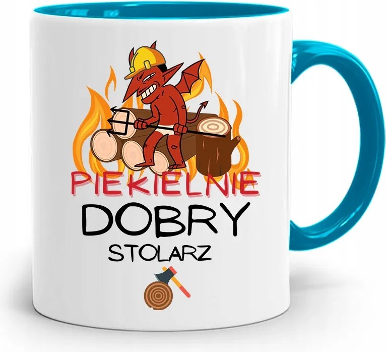 Kék Asztalos Bögre Pokolian Jó Asztalos, fényképes nyomtatással