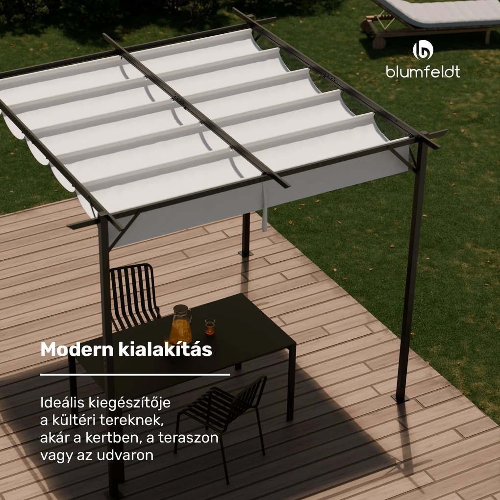 Blumfeldt Pantheon Robust, pergola, 3 x 3 m, időjárásálló porszórt acél, időjárásálló