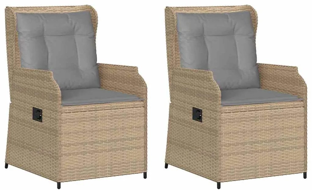 Kerti pad párnával 2 pcs Bézs Poli rattan