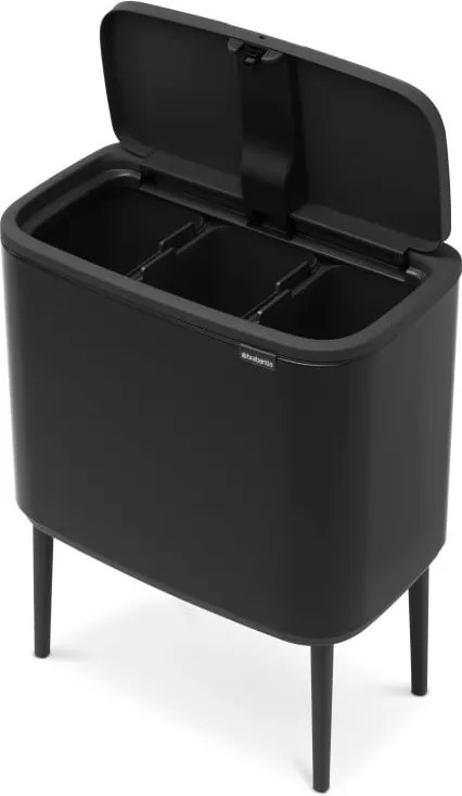 Matt fekete acél érintésre nyíló szelektív szemetes 33 l Bo Touch Bin – Brabantia