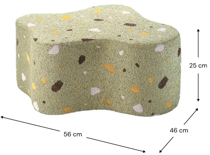 Zöld buklé-zsenília gyerek puff Terrazzo Cloud – Wigiwama