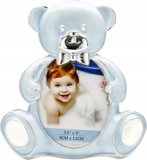 Képkeret maci kék aranyos ajándék a babának