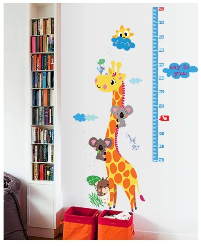 Magasságmérős gyerek matrica ajtóra-falra 60x120 cm Giraffe &amp; Koalas – Ambiance