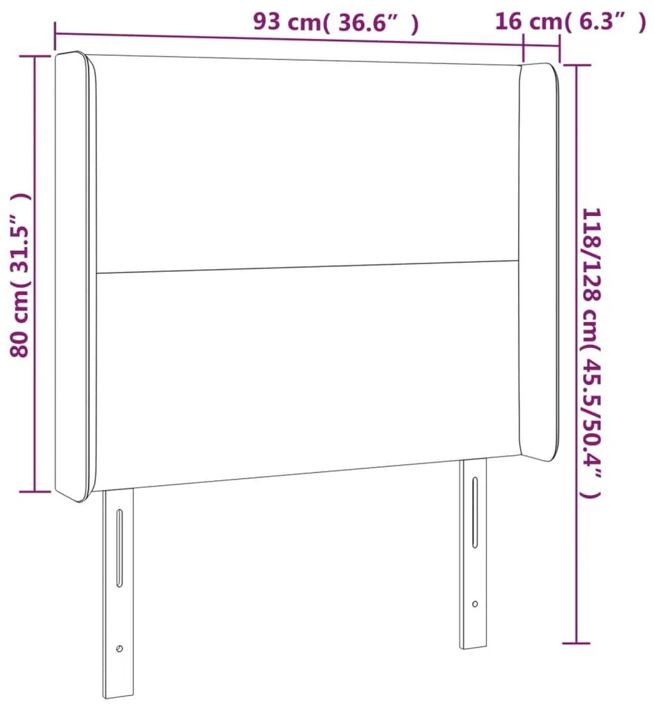 sötétbarna szövet LED-es fejtámla 93x16x118/128 cm