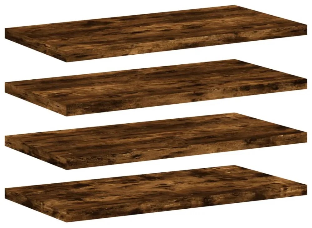 4 db füstös tölgy színű szerelt fa fali polc 40 x 20 x 1,5 cm