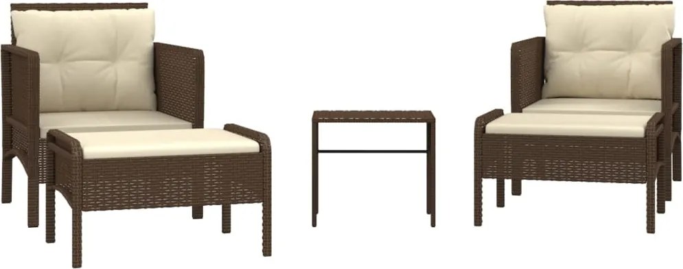 vidaXL 5 részes barna polyrattan kerti ülőgarnitúra párnákkal