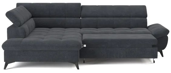 Fekete MARANO balos L-alakú kihajtható sarokkanapé