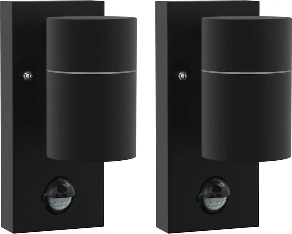 vidaXL Kültéri Fali Lámpa 2 pcs Fekete 6,5 x 10,5 x 16 cm