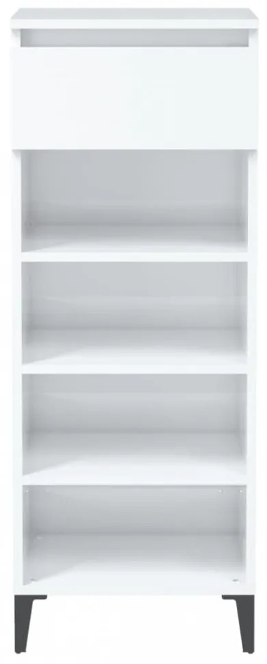 magasfényű fehér szerelt fa cipőtartó 40x36x105 cm